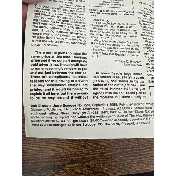 Walt Disneys Uncle Scrooge Comic # 229 Vintage September 1988 Bagged Boarded - Picture 3 of 5